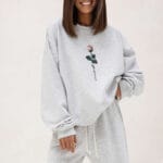 Bluza SUMMER Szary melanżowy z różą