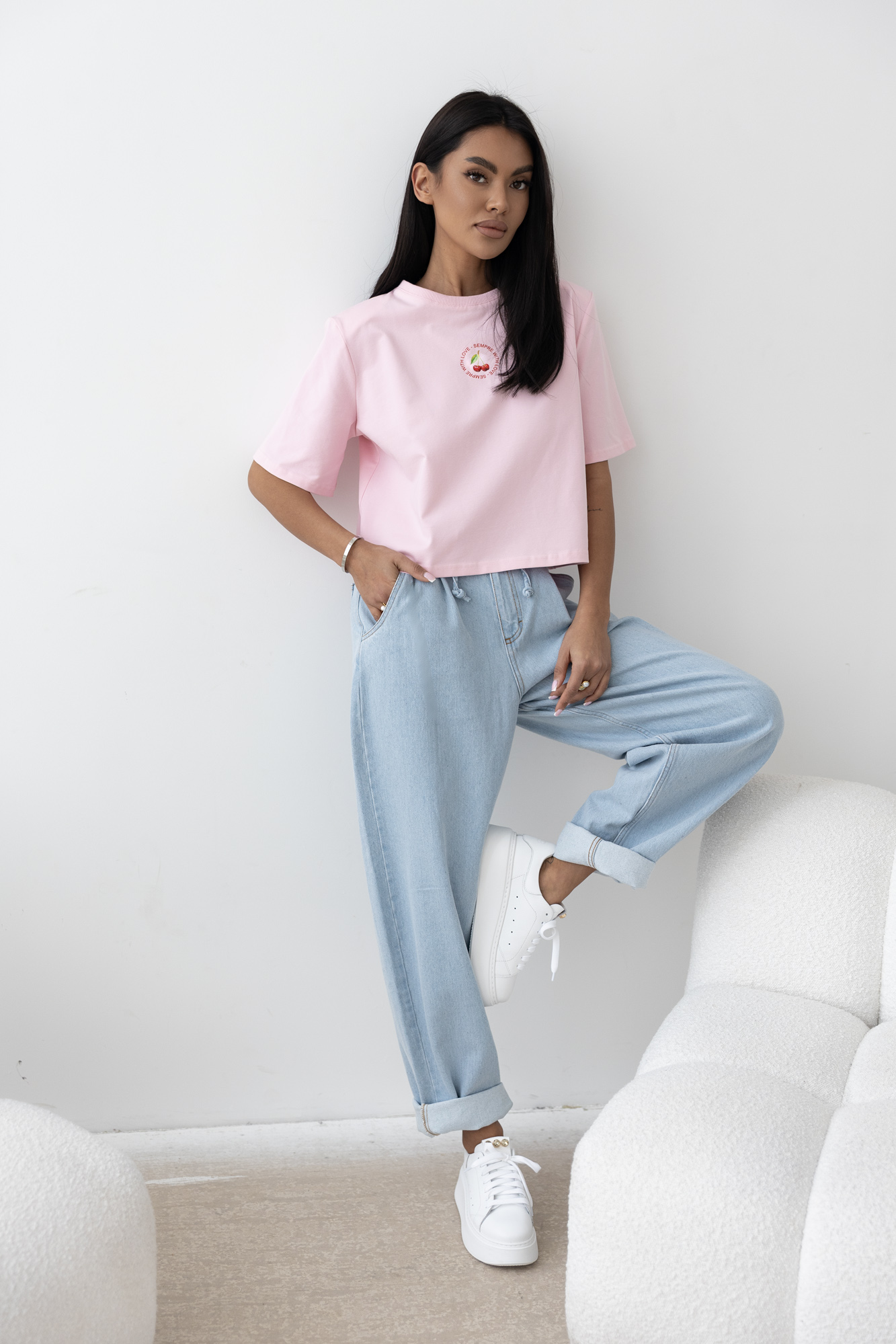 T-shirt LEA Różowy z wiśnią