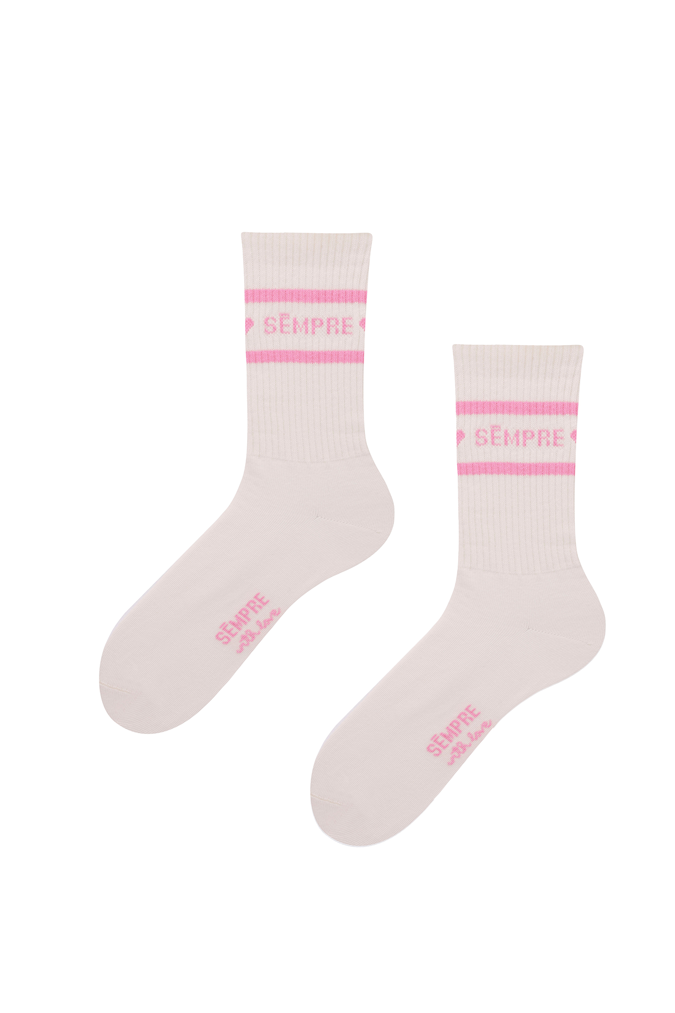 HEART Socks Vanilla/Candy Pink