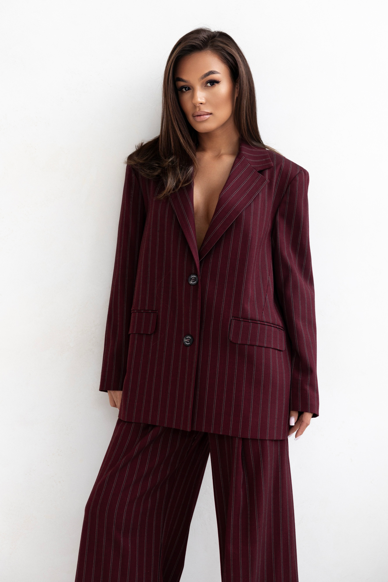 OLIVIA suit Maroon striped