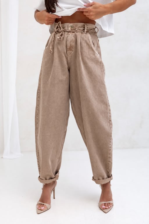 Spodnie JEANS Ciemny beż