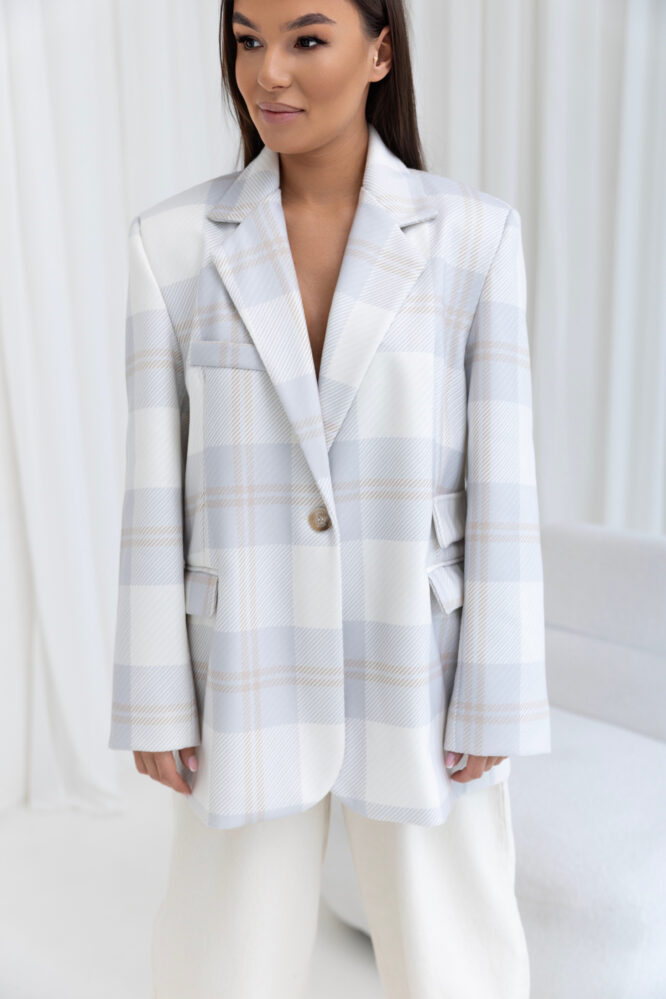 DAPHNE Cream and blue blazer