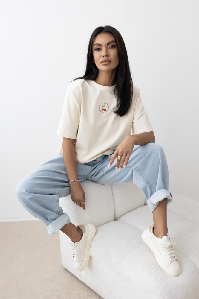 T-shirt LEA Vanilla with rose