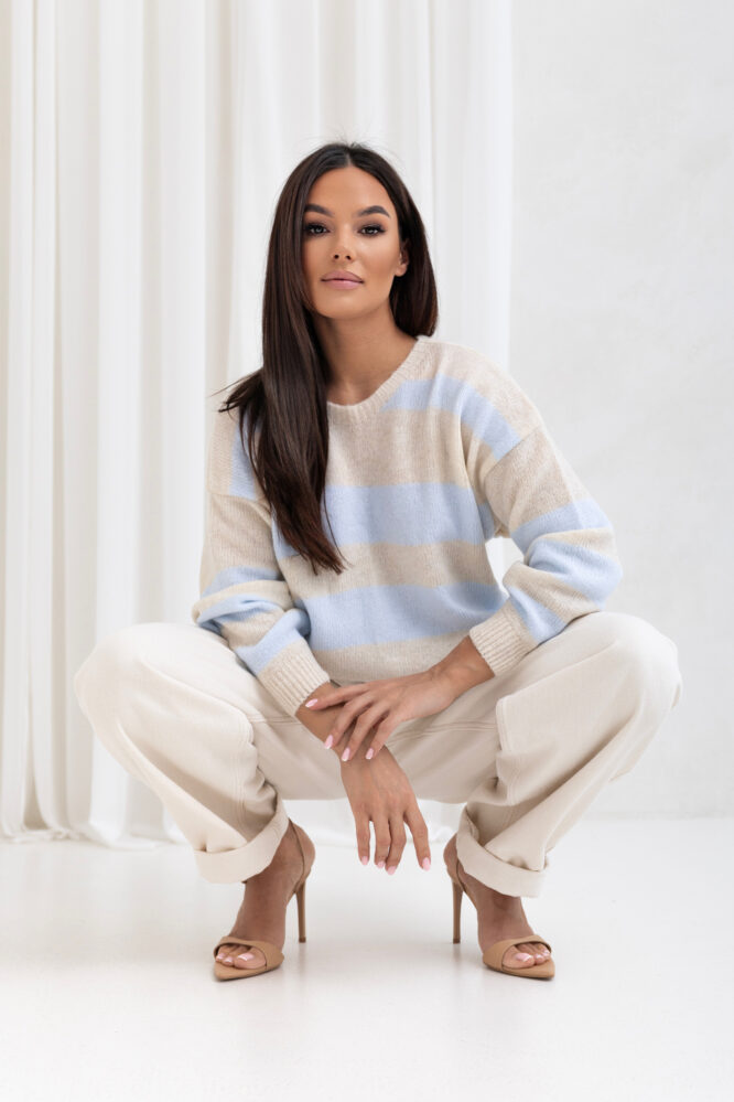 MIA Beige and blue cardigan
