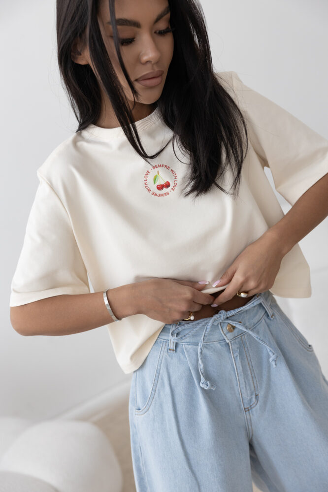 T-shirt LEA Vanilla with rose