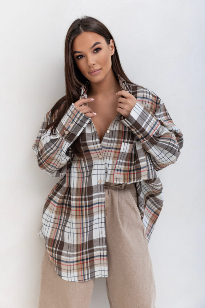 AURA Brown and beige shirt