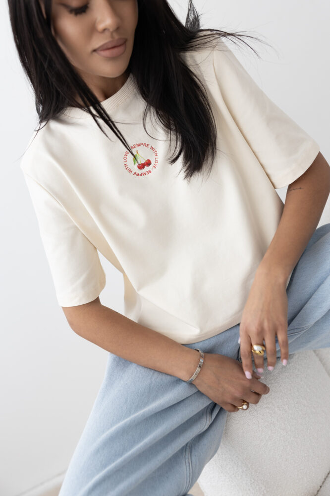 T-shirt LEA Vanilla with rose