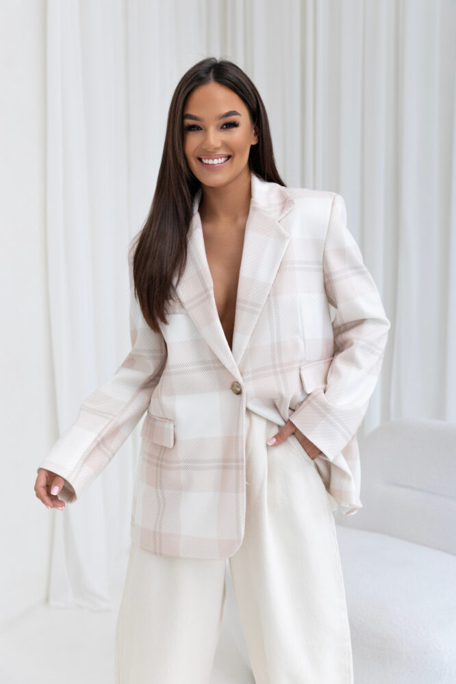 DAPHNE Cream and apricot blazer