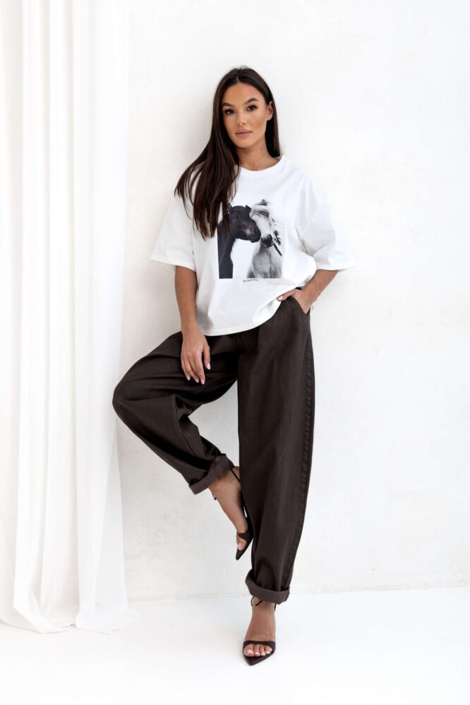 Chocolate waxed JEANS trousers