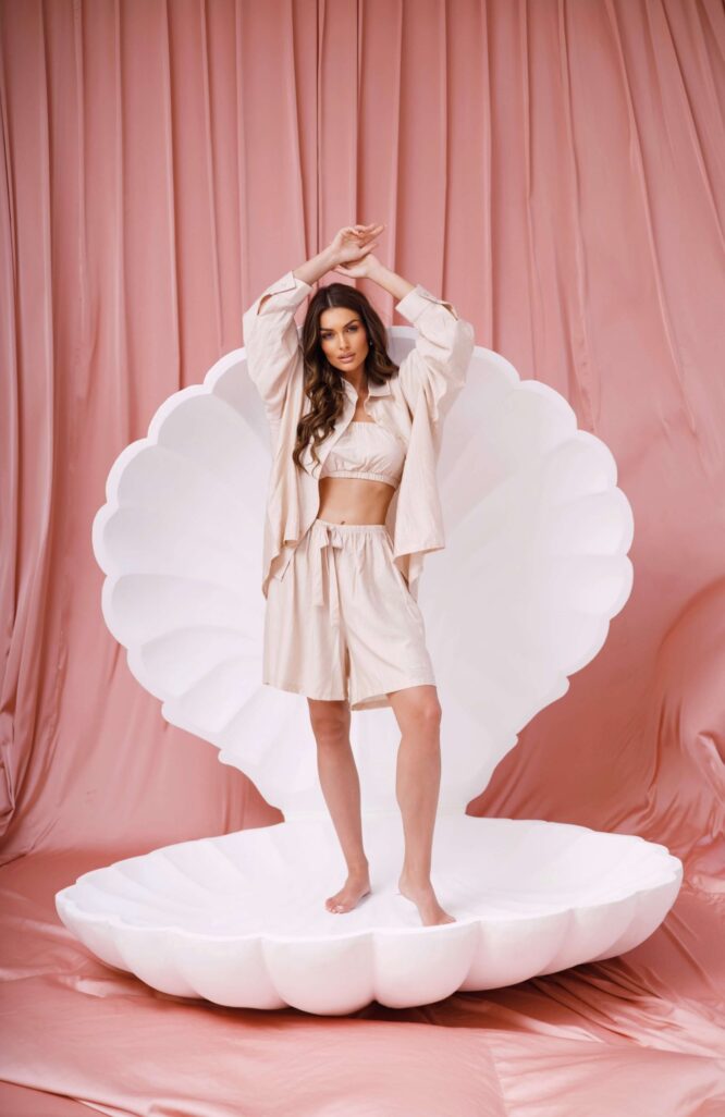 Komplet JASMINE SHORT Beżowy