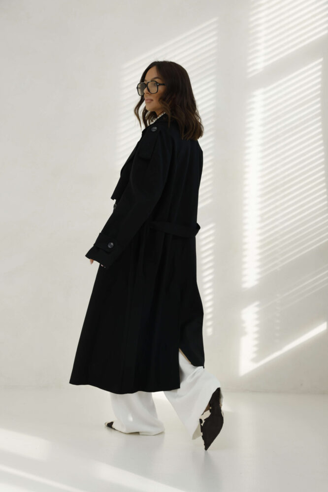 Linen Trench Coat Black