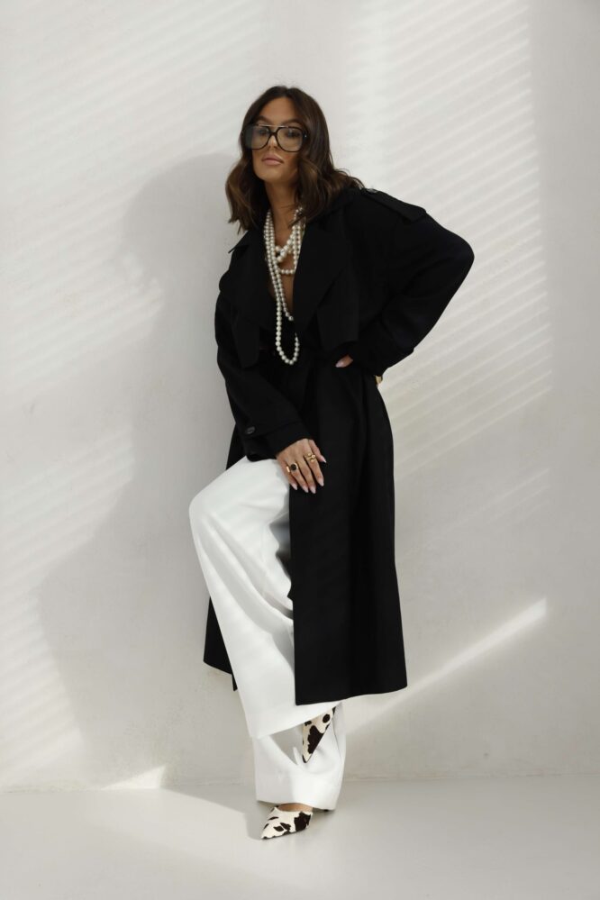 Linen Trench Coat Black