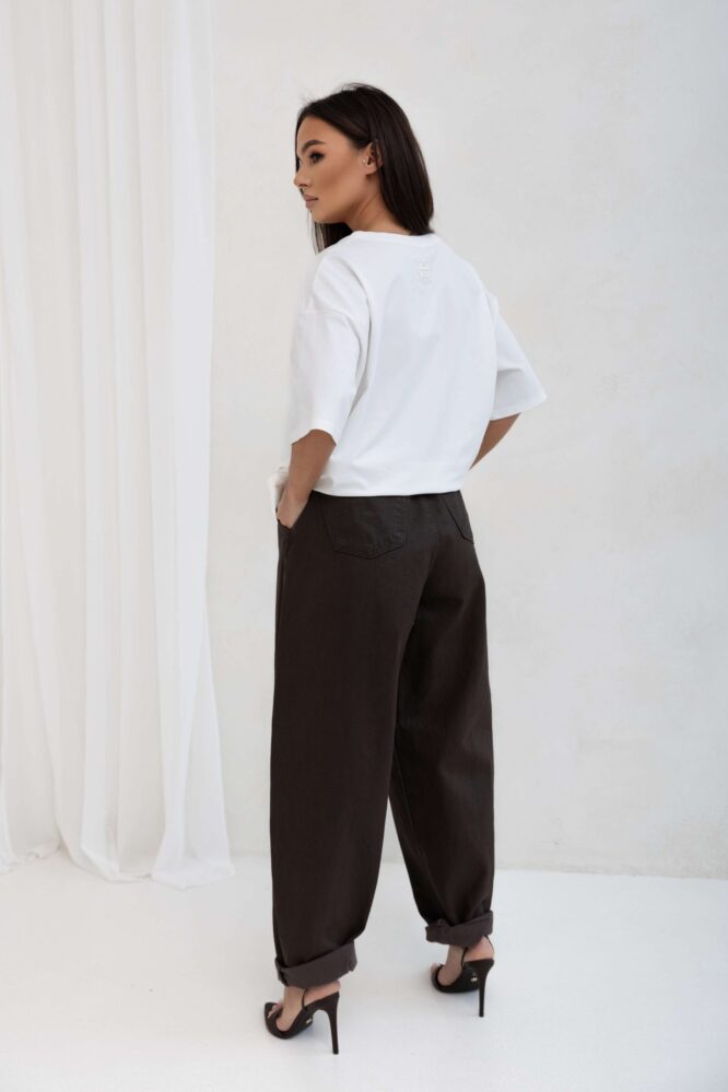 Chocolate waxed JEANS trousers