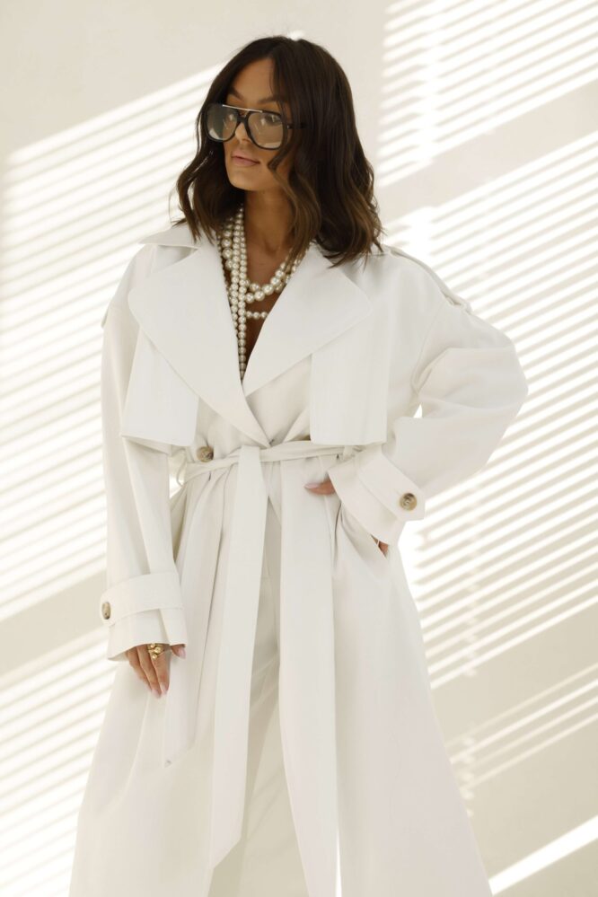 Linen Trench Coat White