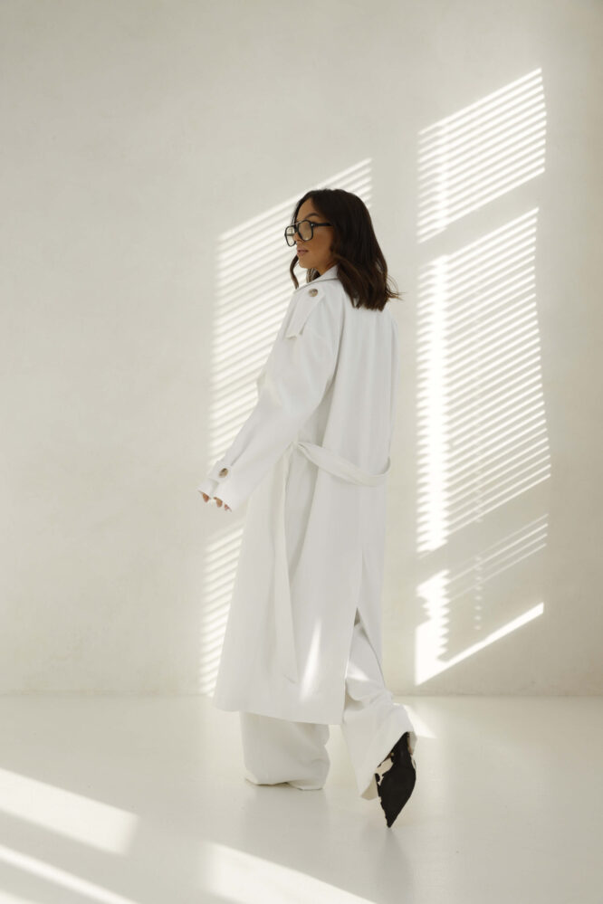 Linen Trench Coat White