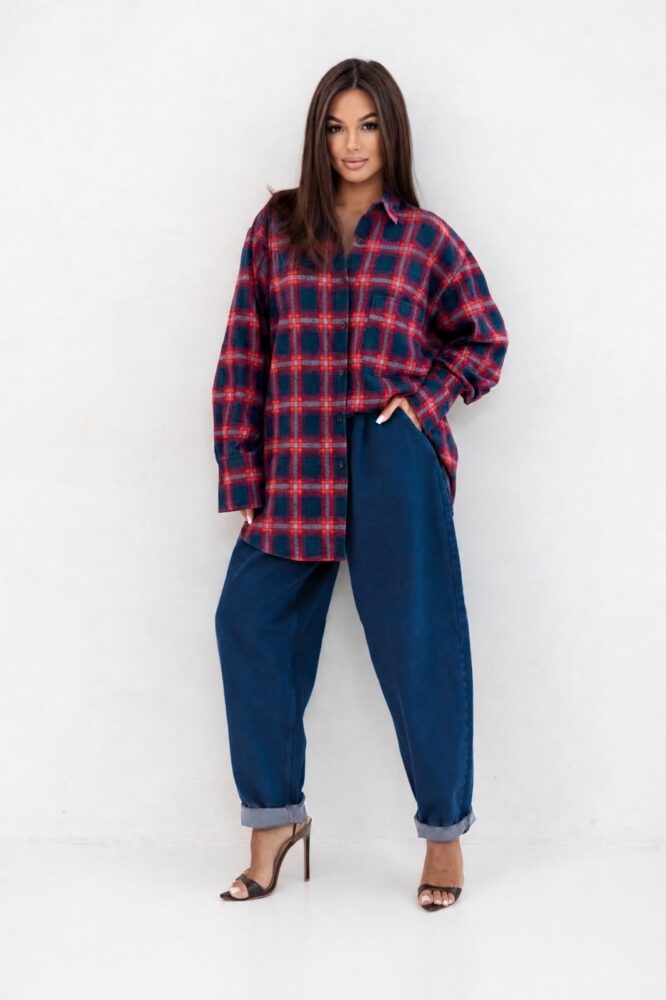 AURA Shirt – Navy Blue & Red