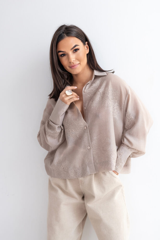 DEZZIE shirt Dark beige