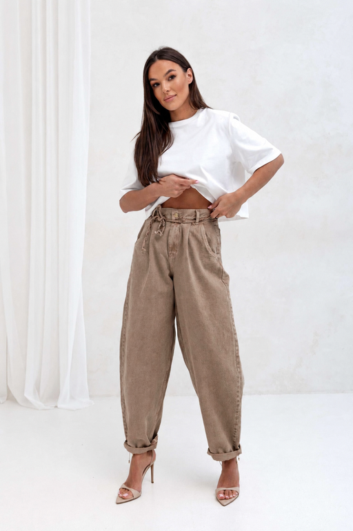 Spodnie JEANS Ciemny beż