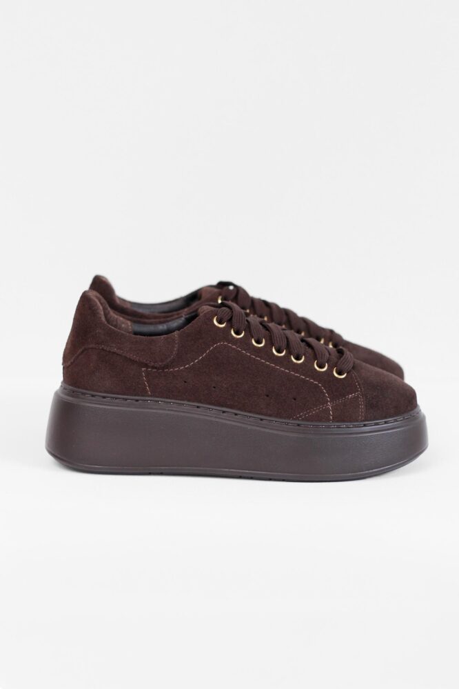 Sneakersy BRIGITTE Czekoladowy welur