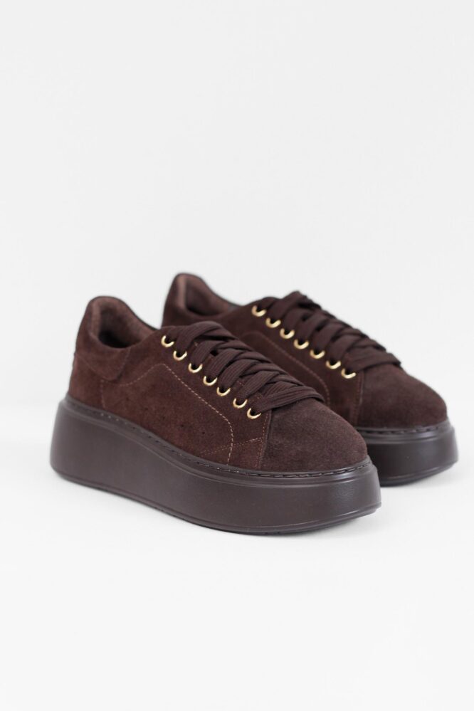 Sneakersy BRIGITTE Czekoladowy welur