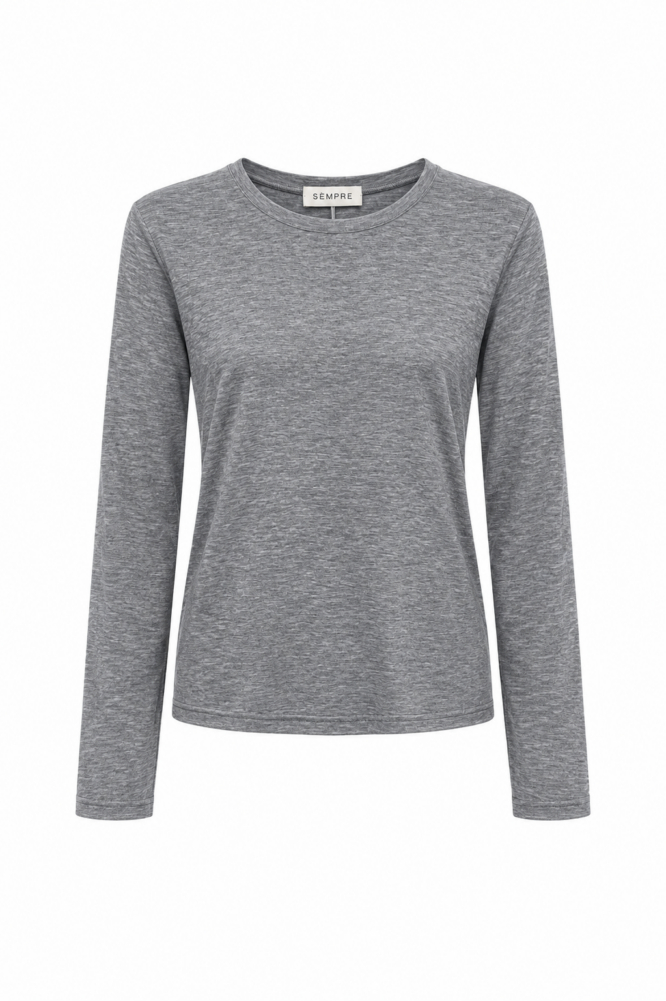 CORA Grey Melange Long-Sleeve Top