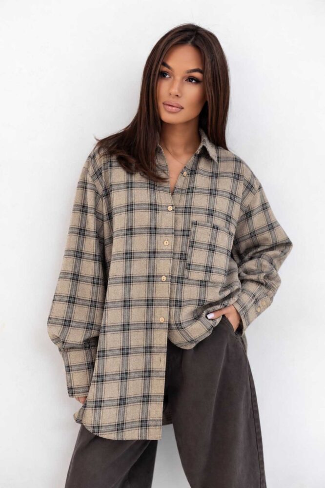 Aura Shirt Navy Beige-Grey